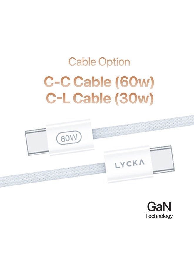 LYCKA Boost +30GaN 30W Fast Wall Charger with USB-C to USB-C Cable – Dual Port PD & QC 3.0 Power Adapter - Image 3